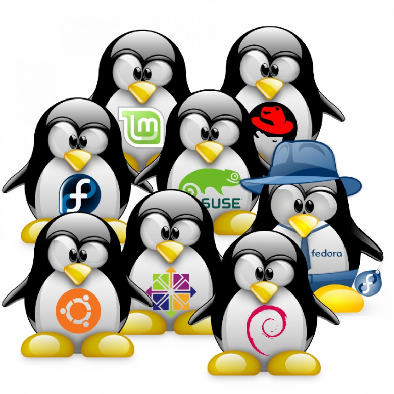 8 пингвинов - различных дистрибутивов Linux